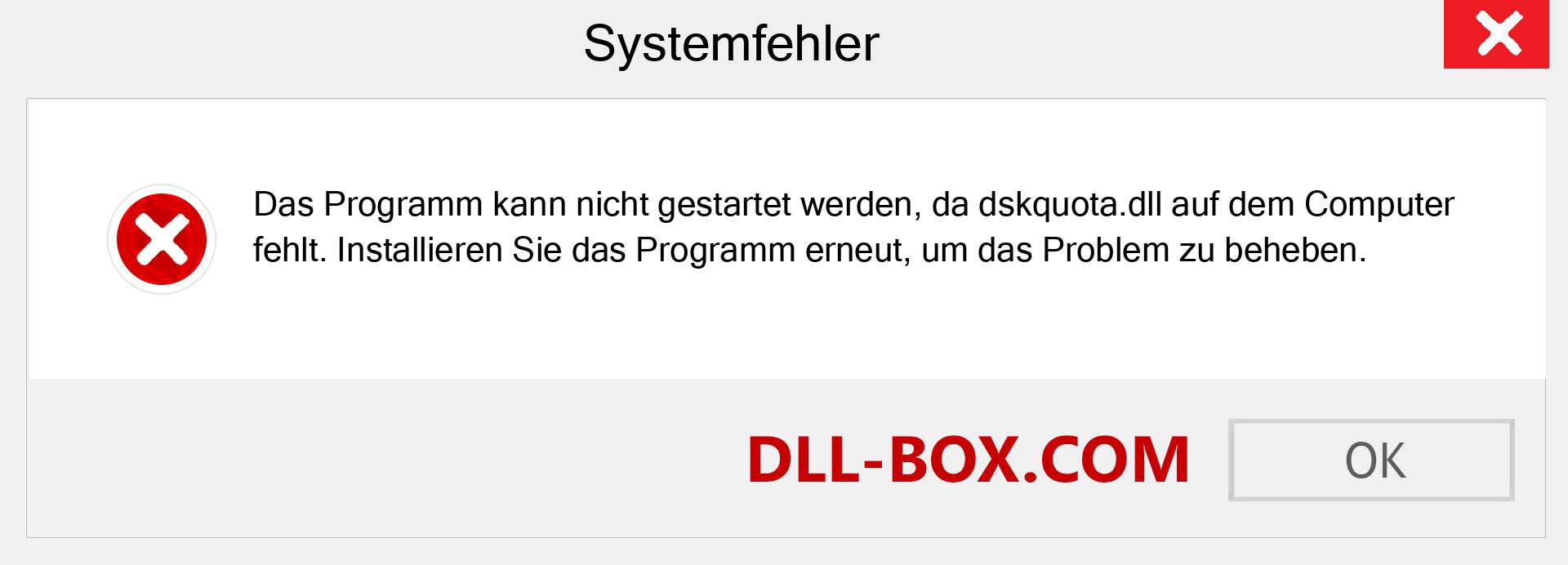 dskquota.dll-Datei fehlt?. Download für Windows 7, 8, 10 - Fix dskquota dll Missing Error unter Windows, Fotos, Bildern