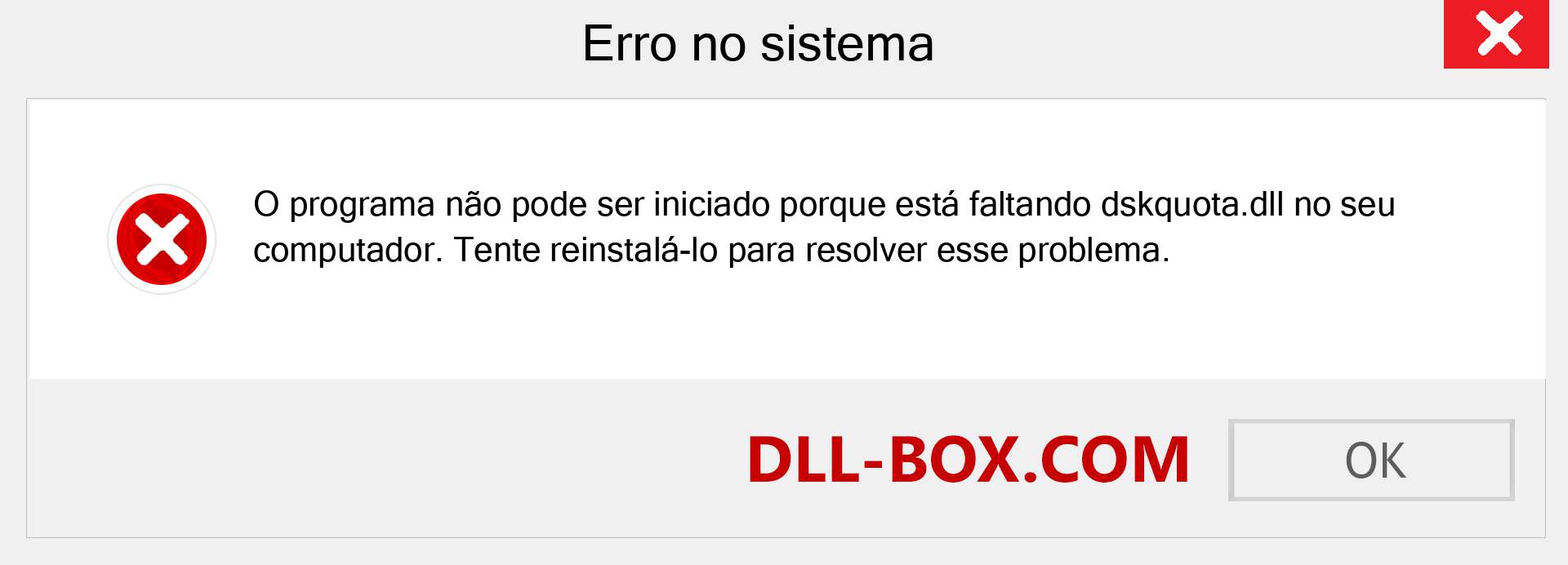 Arquivo dskquota.dll ausente ?. Download para Windows 7, 8, 10 - Correção de erro ausente dskquota dll no Windows, fotos, imagens